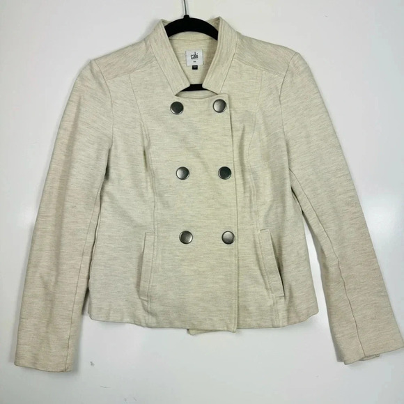 Cabi Knit Moto Jacket Double Breasted Button‎ Front Blazer Neutral Size S - Picture 4 of 13